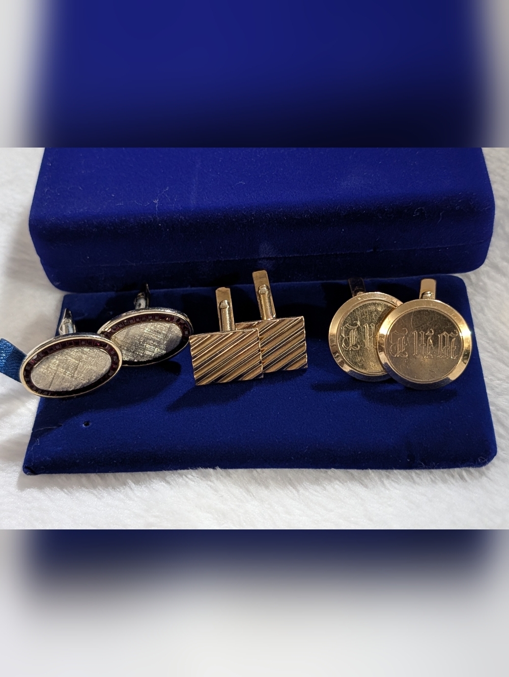 Bundle of three vintage gold filled cufflinks, swank, B.R.K. and WMB